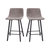 Oretha Set Of 2 Modern Gray Faux Leather Upholstered Counter Stools With Contoured, Low Back Bucket Seats And Iron Frames