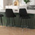 Petra Set Of Two Modern Bar Height Faux Leather Upholstered Dining Stools With Chrome Accented Metal Frames And Footrests