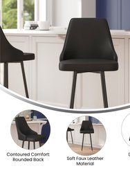 Petra Set Of Two Modern Counter Height Faux Leather Upholstered Dining Stools With Chrome Accented Metal Frames And Footrests