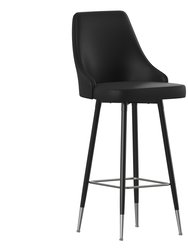 Petra Set Of Two Modern Counter Height Faux Leather Upholstered Dining Stools With Chrome Accented Metal Frames And Footrests