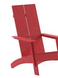 Piedmont Modern 2 Slat Back All-Weather Poly Resin Wood Adirondack Chair - Red
