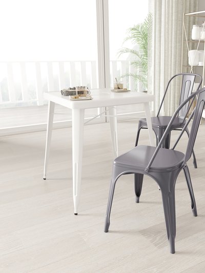 Merrick Lane Powder Coated Metal Stacking Dining Chair with Clear Coat Finish and Plastic Floor Glides for Indoor Use product