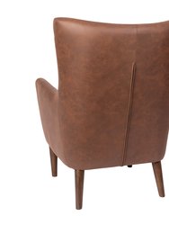 Regal Traditional Wingback Accent Chair, Faux Leather Upholstery And Wooden Frame And Legs