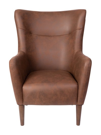 Merrick Lane Regal Traditional Wingback Accent Chair, Faux Leather Upholstery And Wooden Frame And Legs product