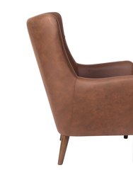 Regal Traditional Wingback Accent Chair, Faux Leather Upholstery And Wooden Frame And Legs
