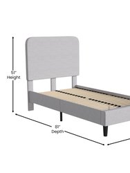 Remi Twin Platform Bed with Headboard - Light Grey Fabric Upholstered Frame - 14 Wooden Slats - No Box Spring Required