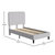 Remi Twin Platform Bed with Headboard - Light Grey Fabric Upholstered Frame - 14 Wooden Slats - No Box Spring Required