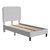 Remi Twin Platform Bed with Headboard - Light Grey Fabric Upholstered Frame - 14 Wooden Slats - No Box Spring Required