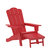 Ridley Adirondack Chair With Cup Holder And Pull Out Ottoman, All-Weather HDPE Indoor/Outdoor Lounge Chair In Red - Red