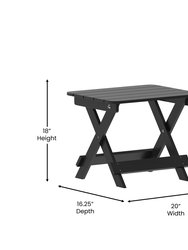 Ridley Outdoor Folding Side Table, Portable All-Weather HDPE Adirondack Side Table In Black