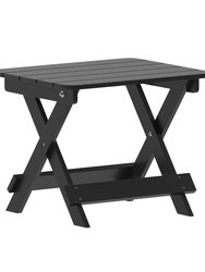 Ridley Outdoor Folding Side Table, Portable All-Weather HDPE Adirondack Side Table In Black - Black