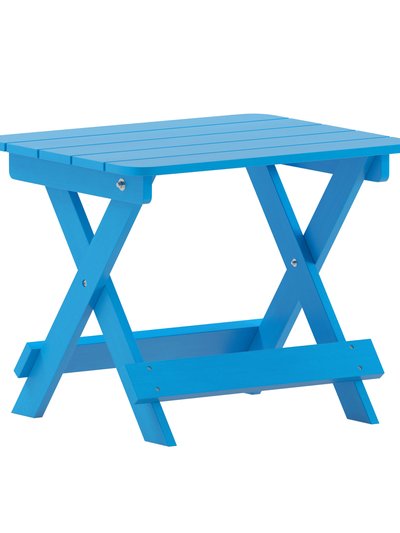 Merrick Lane Ridley Outdoor Folding Side Table, Portable All-Weather HDPE Adirondack Side Table In Blue product