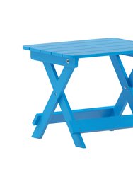 Ridley Outdoor Folding Side Table, Portable All-Weather HDPE Adirondack Side Table In Blue - Blue