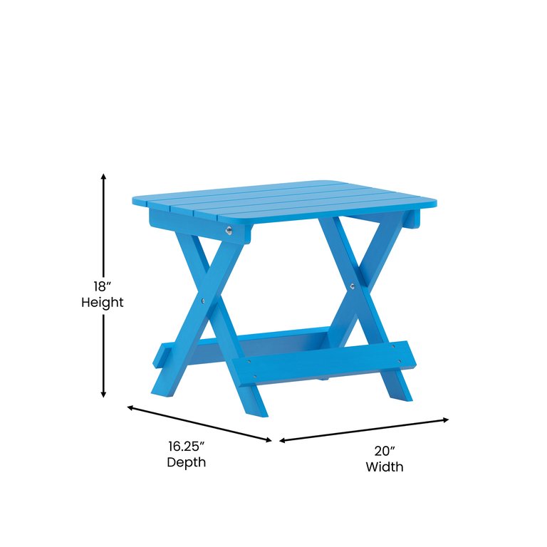 Ridley Outdoor Folding Side Table, Portable All-Weather HDPE Adirondack Side Table In Blue