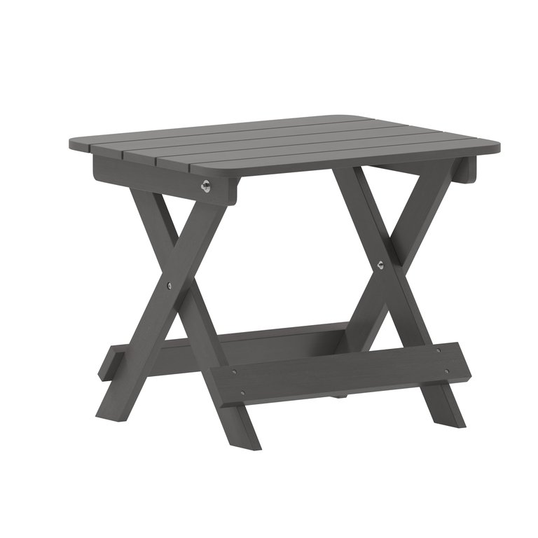 Ridley Outdoor Folding Side Table, Portable All-Weather HDPE Adirondack Side Table In Gray - Gray