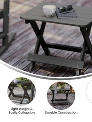 Ridley Outdoor Folding Side Table, Portable All-Weather HDPE Adirondack Side Table In Gray