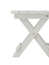 Ridley Outdoor Folding Side Table, Portable All-Weather HDPE Adirondack Side Table In White