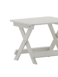 Ridley Outdoor Folding Side Table, Portable All-Weather HDPE Adirondack Side Table In White - White