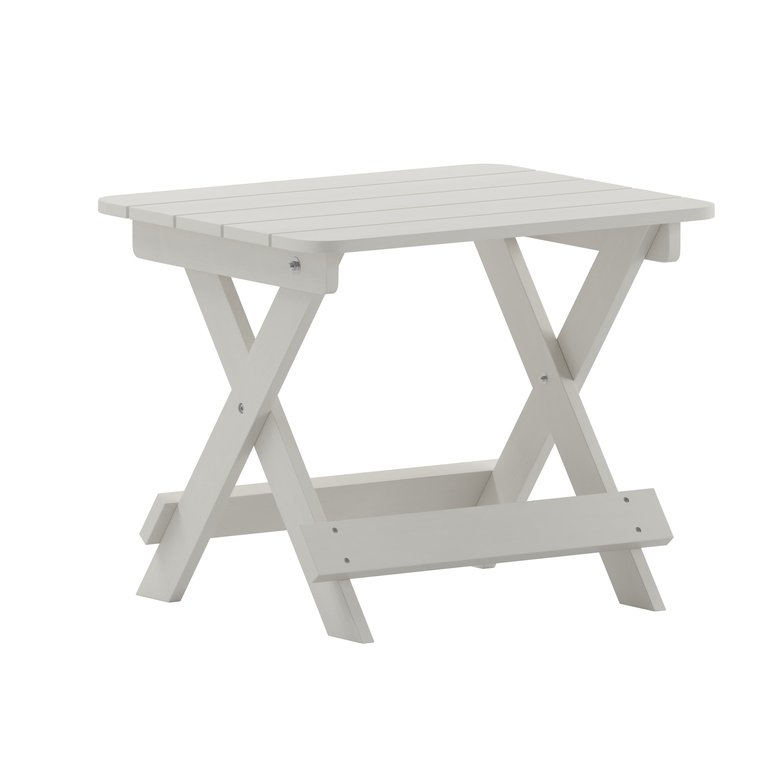 Ridley Outdoor Folding Side Table, Portable All-Weather HDPE Adirondack Side Table In White - White