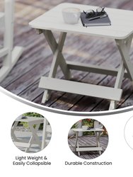Ridley Outdoor Folding Side Table, Portable All-Weather HDPE Adirondack Side Table In White