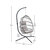 Riley Foldable Woven Hanging Egg Chair in Gray with Removable Gray Cushions and Stand for Indoor and Outdoor Use