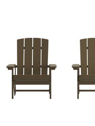 Riviera Adirondack Patio Chairs With Vertical Lattice Back And Weather Resistant Frame - Set Of 2 - Mahogany