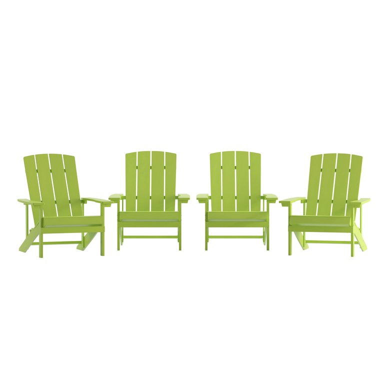 Riviera Adirondack Patio Chairs With Vertical Lattice Back And Weather Resistant Frame - Set Of 4 - Lime