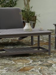 Riviera All-Weather Poly Resin Wood Two Tiered Adirondack Slatted Coffee Conversation Table In Black - Grey