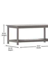 Riviera All-Weather Poly Resin Wood Two Tiered Adirondack Slatted Coffee Conversation Table In Black