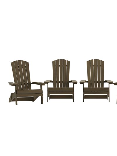 Merrick Lane Riviera Poly Resin Folding Adirondack Lounge Chair - All-Weather Indoor/Outdoor Patio Chair - Set Of 4 product