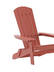Riviera Poly Resin Folding Adirondack Lounge Chair - All-Weather Indoor/Outdoor Patio Chair - Red