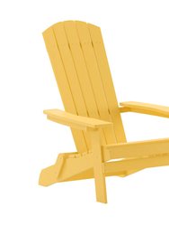 Riviera Poly Resin Folding Adirondack Lounge Chair - All-Weather Indoor/Outdoor Patio Chair - Yellow