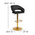 Rothko Contemporary Black Vinyl Adjustable Height Barstool with Rounded Mid-Back and Gold Base