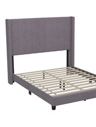 Sana Modern Gray Velvet Upholstered Platform Bed Frame With Padded, Tufted Wingback Headboard And Wood Support Slats, No Box Spring Required - Gray Velvet
