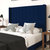 Sana Modern Navy Velvet Upholstered Platform Bed Frame With Padded, Tufted Wingback Headboard And Wood Support Slats, No Box Spring Required