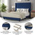 Sana Modern Navy Velvet Upholstered Platform Bed Frame With Padded, Tufted Wingback Headboard And Wood Support Slats, No Box Spring Required