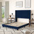 Sana Modern Navy Velvet Upholstered Platform Bed Frame With Padded, Tufted Wingback Headboard And Wood Support Slats, No Box Spring Required