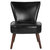 Santino Black Faux Leather Mid-Back Retro Accent Side Chair with Flared Wooden Legs