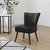 Santino Black Faux Leather Mid-Back Retro Accent Side Chair with Flared Wooden Legs - Black
