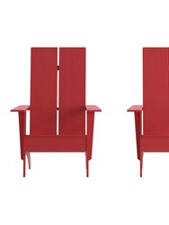Set Of 2 Piedmont Modern All-Weather Poly Resin Wood Adirondack Chairs - Red/Sea Foam - Red