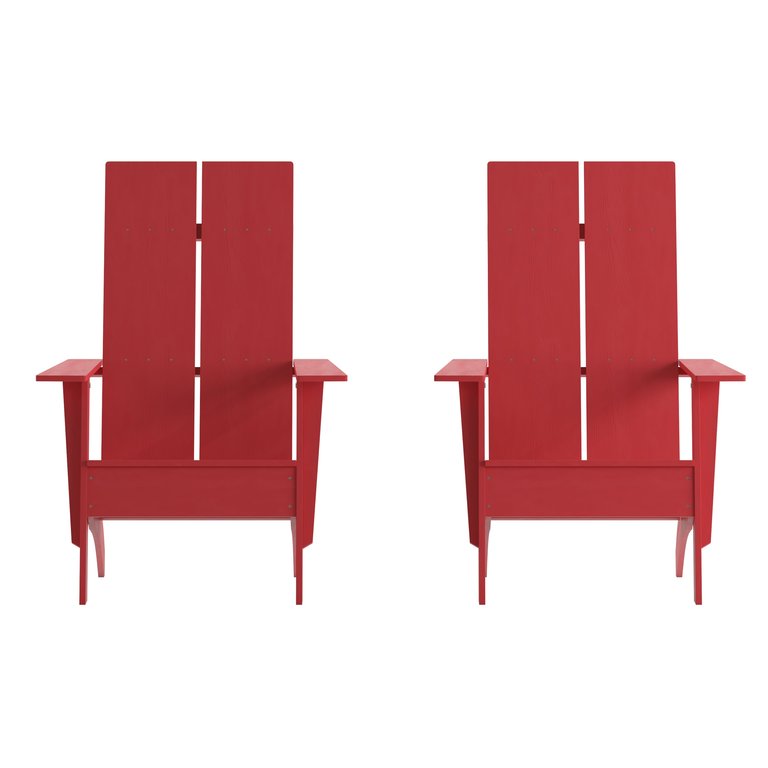 Set Of 2 Piedmont Modern All-Weather Poly Resin Wood Adirondack Chairs - Red/Sea Foam - Red