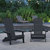 Set of 2 Riviera Poly Resin Folding Adirondack Lounge Chair - Black