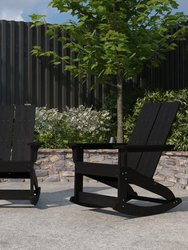 Set of 2 Wellington UV Treated All-Weather Polyresin Adirondack Rocking Chair - Black
