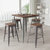Set of 4 Hamburg 30 Inch Tall Clear Coated Gray Metal Bar Counter Stool With Textured Walnut Elm Wood Seat - Gray