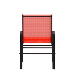 Set Of 4 Manado Series Metal Stacking Patio Chairs With Red Flex Comfort Material