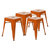 Set Of 4 Sloane 18" High Backless Stacking Dining Stools With Durable Metal Frame In Orange - Orange