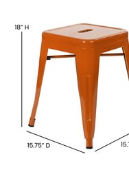 Set Of 4 Sloane 18" High Backless Stacking Dining Stools With Durable Metal Frame In Orange