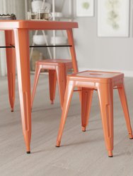 Set Of 4 Sloane 18" High Backless Stacking Dining Stools With Durable Metal Frame In Orange