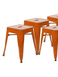 Set Of 4 Sloane 18" High Backless Stacking Dining Stools With Durable Metal Frame In Orange - Orange