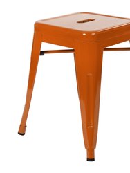 Set Of 4 Sloane 18" High Backless Stacking Dining Stools With Durable Metal Frame In Orange